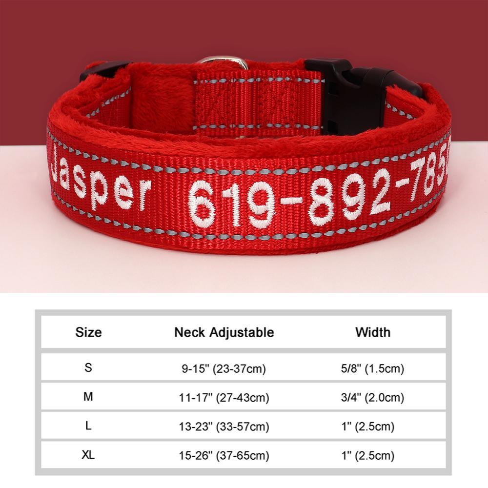 Personalized Embroidered Dog Collar Reflective Nylon Custom ID Name Accessories Pet Padded Collars For Small Medium Large Dogs