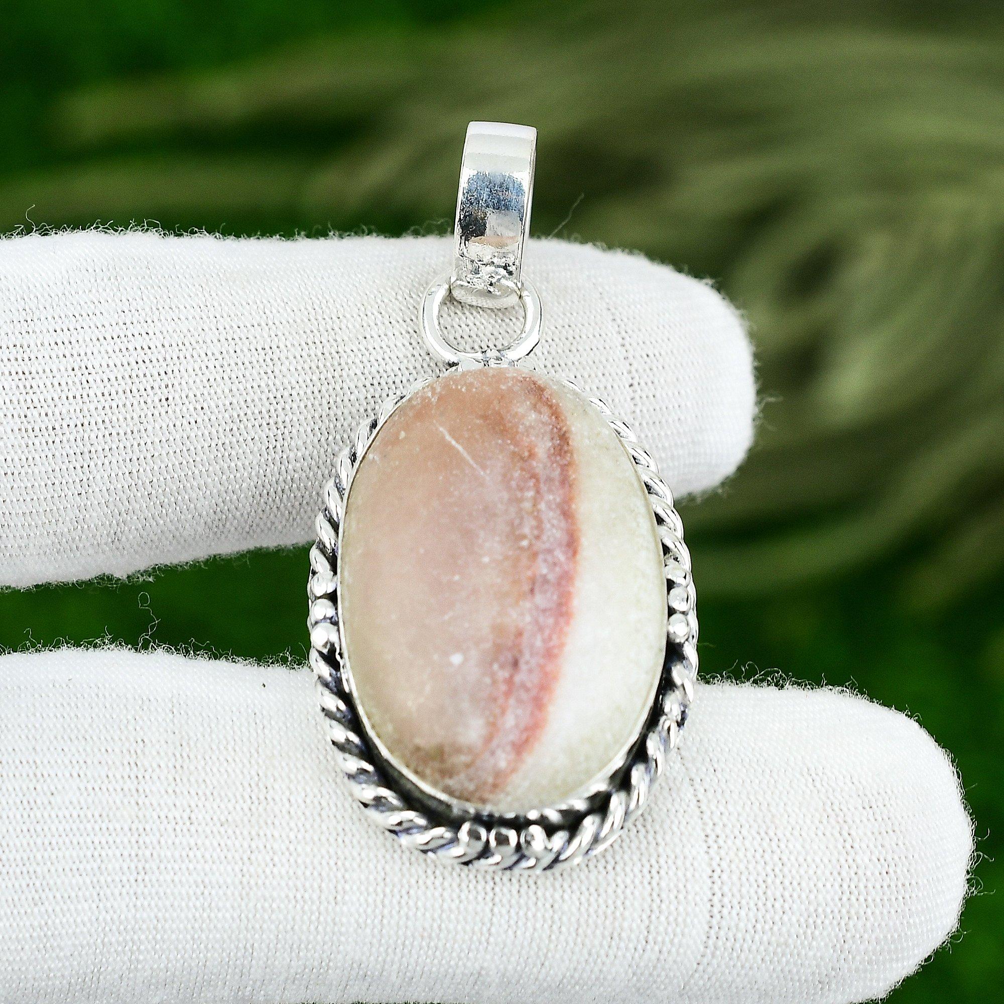 

Oval Natural Dolomite 925 Silver Wife Ethnic Elegant Bezel Boho Pendant Jewelry