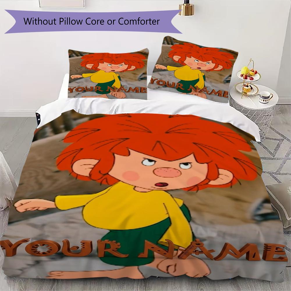 Custom Name Meister Eder Und Sein Pumuckl Bedding,Quilt Set Quilt Cover Pillowcase Home Birthday Gift(1 * Duvet Cover + 2 * Pillowcase, Without Core)_