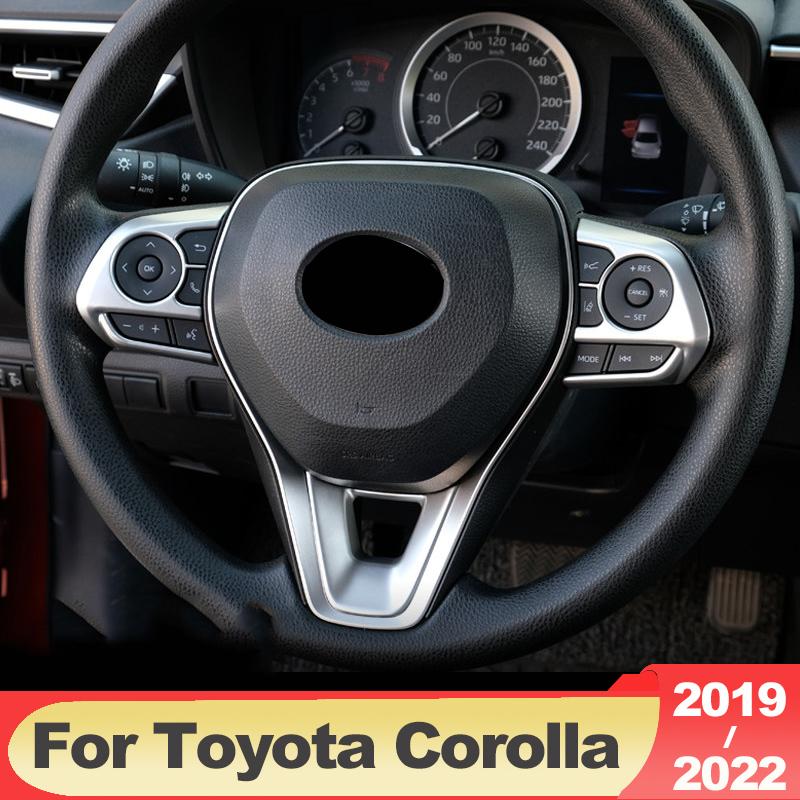 ABS Carbon Fiber Car Steering Wheel Button Panel Trims Cover For Toyota Corolla E210    2022 Accessories