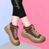 Leder High-Top dicke Sohle Herbst und Winter neu Ein-Pedal Damen Schuhe lässig Sport Rundkopf Schnürung Damen Arbeitskleidung Schuhe