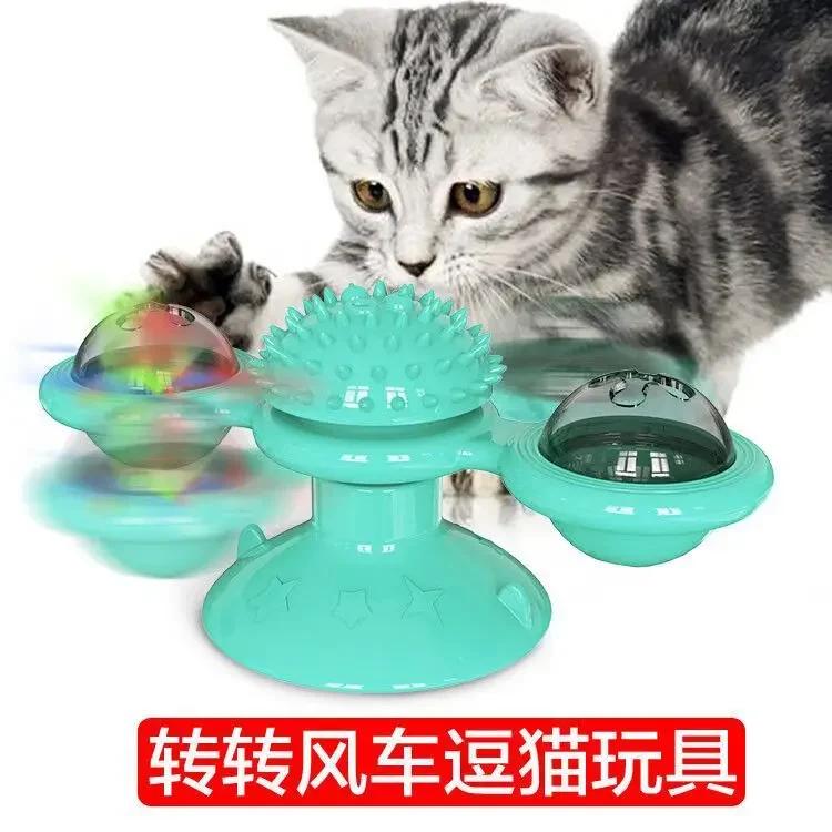 Cat Windmill Toy Hair Rubber Glow Rotating Scratch Spring Human Pet Toys Cat Turntable Pet Products