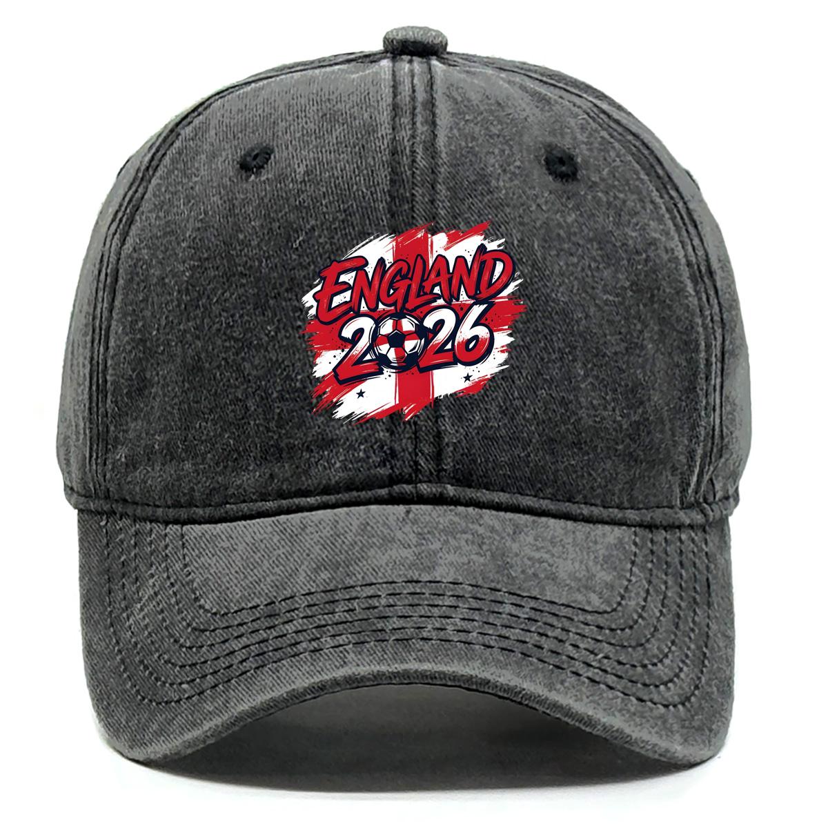 

Sun Hat With 2026 Football Soccer ENGLAND Flag Printed , Adjustable Snapback Baseball Cap Non-Stretch Fabric Retro Fit All-season Sports Hat as the picture чёрный