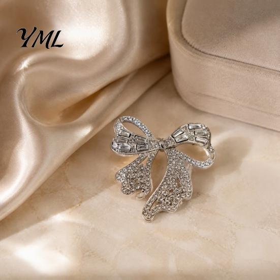 Golden Bowknot Brooch Sparkling Rhinestone Bow Brooch, Mini Shaped Lapel Alloy Pin Pin, Clothing Jewelry Accessory for Women Girls Bag Decoration