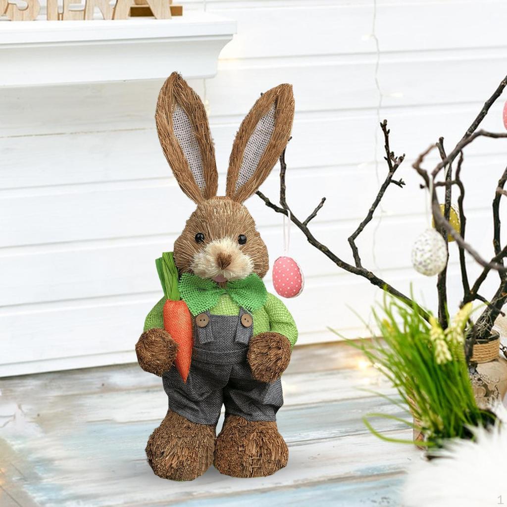 Easter Figurine Bunny Statue Crafts for Farmhouse Outdoor Decoration