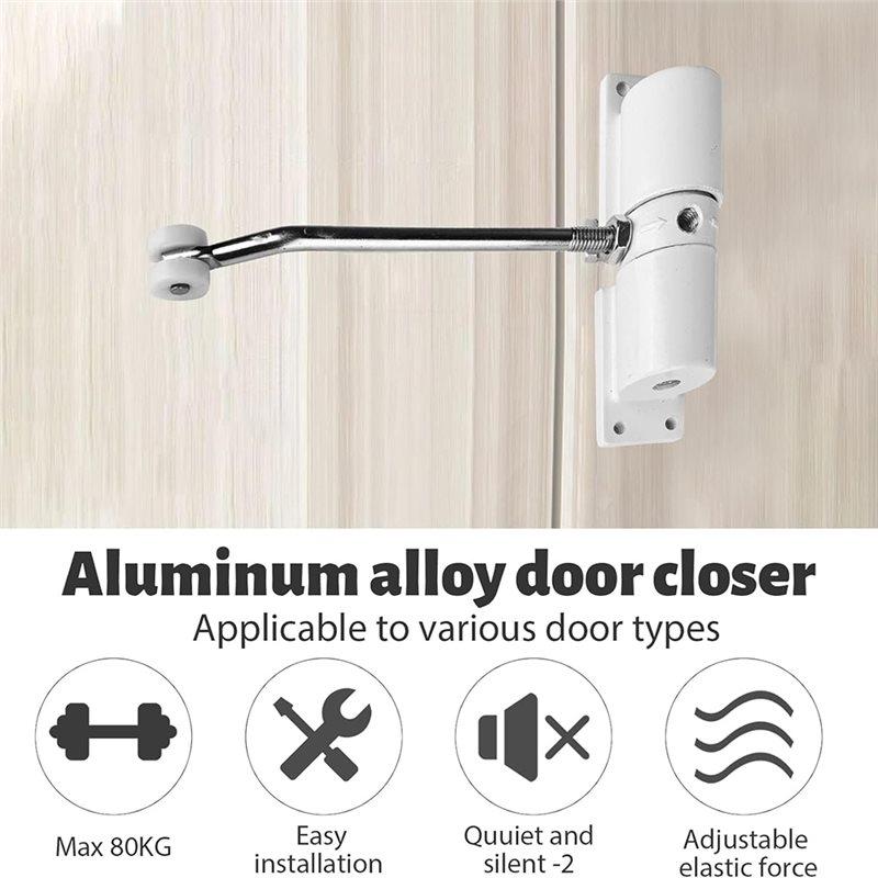ABBP-Invisibles Door Closing Device, Simple Mute Buffer Spring Hinge,Automatic Home Door Closer,Adjustable Closing Force,2Pcs