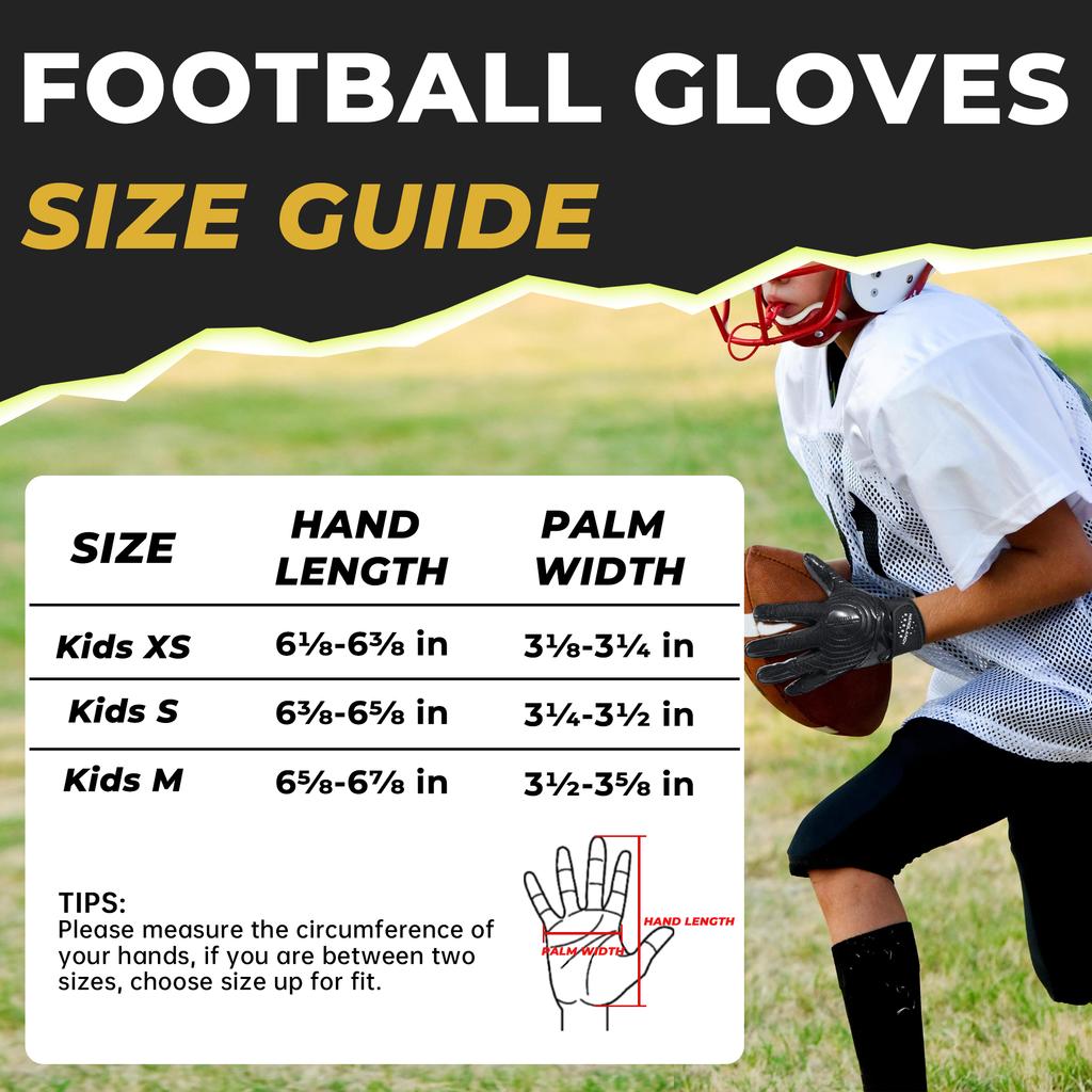 HANDLANDY Kids football gloves, new material high viscosity, comfortable, soft and durable, pure black American football gloves