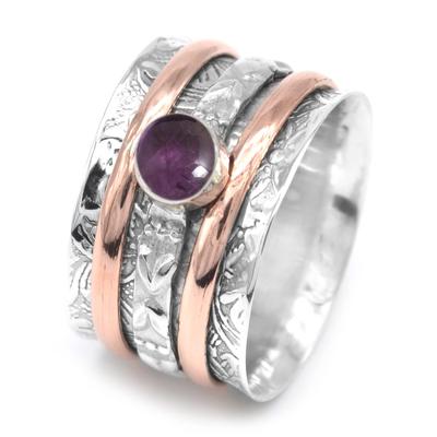 Amethyst Ring, 925 Sterling Silver, Statement Ring, Bohemian Ring, Designer Ring, Handmade Ring, Spinner Ring