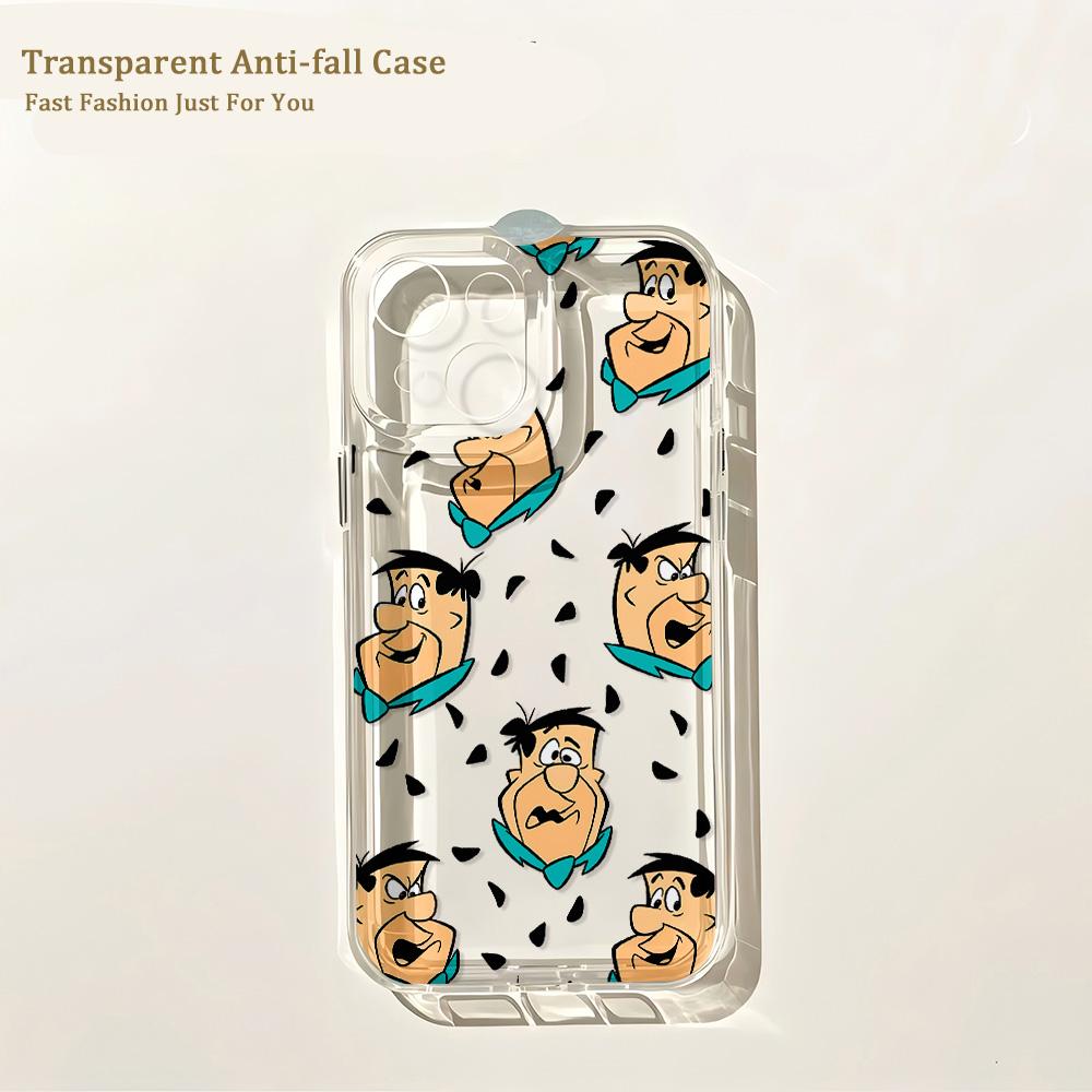 Fun Cartoon Flintstons Phone Case for IPhone 17 16 16e 15 14 13 12 11 Mini Pro Max X XR XSMax 8 Air Plus Transparent Back Cover