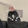 Spring and Autumn 2025 New Fashion Versatile Temperament Square Head Sequins Flower Set Toes Thick Heel Sandals Female Summer