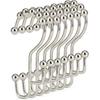 Shower Curtain Hooks, 12Pcs Shower Curtain Rings Rust Proof, Stepped Double Hook Shower Curtain Hooks, Easy Glide Metal Shower Hooks for Shower