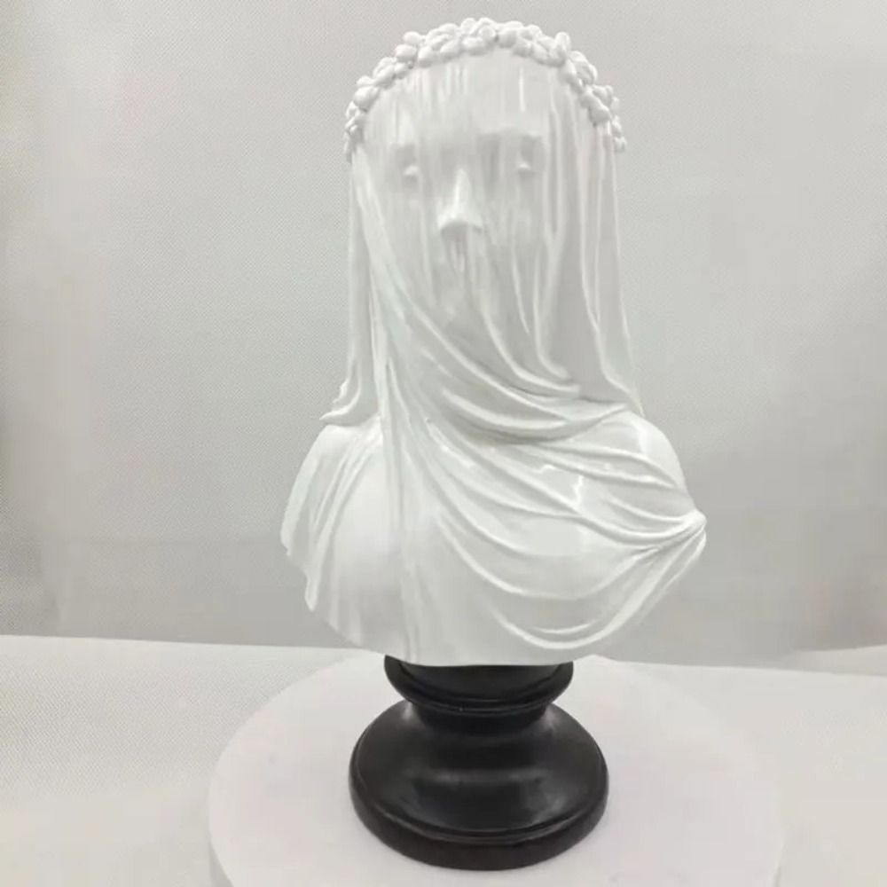 Vintage Maiden Statue Resin Figurines Decoration Home Decor Veiled Maiden Bust Office
