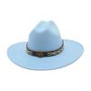 Ladies Shopping Concave Shape Internet Celebrity Top Hat New Fashion Simple Cowboy Hat One Word Top Wide Brim Woolen Jazz Hat