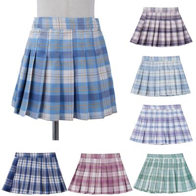 Girl's Skirt Elastic Waistband Grid Student Pleated Skirt Kids School Wear Casual Wear