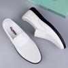 Men's Leather Casual Shoes Breathable Hollow Slip on Lazy Driving Shoes Office Fashion Shoes