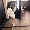 Plus Size Womens Oversized Long Sleeve T-Shirt With Retro Letter Print Cotton Top