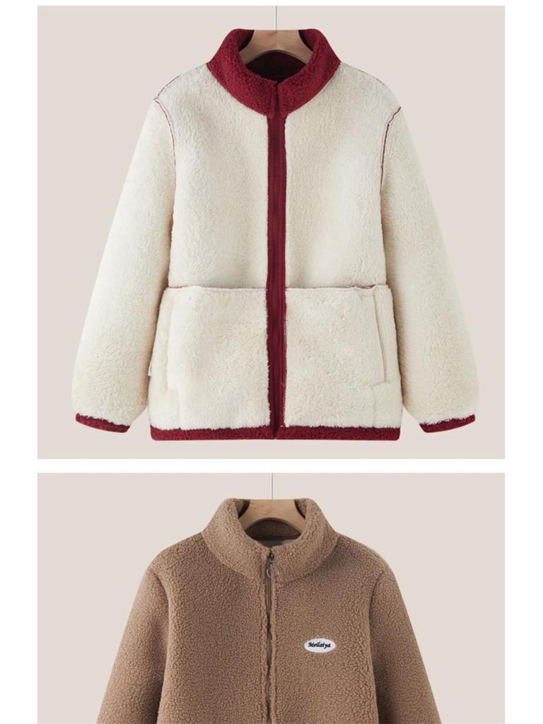 Autumn/Winter Cotton Padded Fleece Jacket for Middle-Aged & Elderly: Cozy Lamb Wool Coat for Grandparents