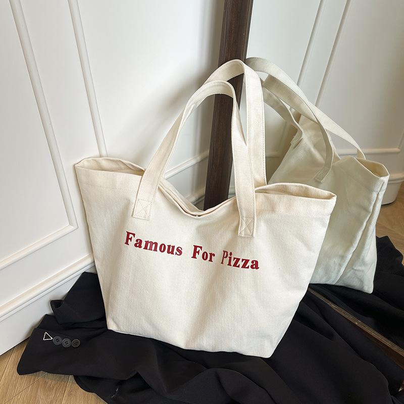 Niche red canvas bag new casual letter printing canvas shoulder bag large capacity student bag