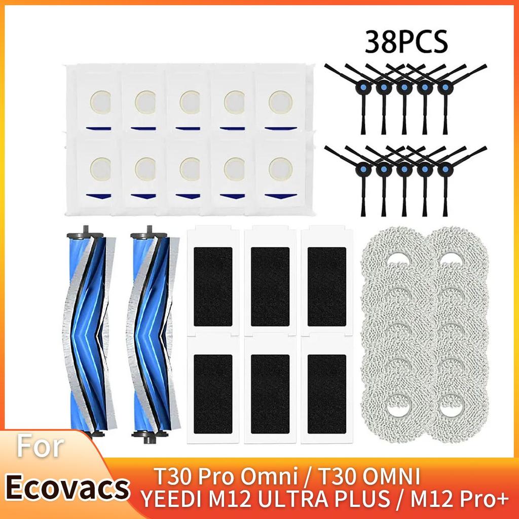 Compatible with T30S/T30 PRO/T30 Omni/T30S Combined Vacuum Accessories, Main Side Brush Mop, Dust Bag Filter Accessories