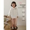 Girls' Long-Sleeve Lapel Shirt with Cute Animal Print