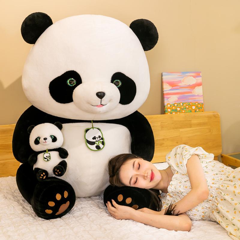 Cute Panda Babe Doll Parent-child Panda Doll Throw Pillow Zoo Souvenir Home Ornament Cushion