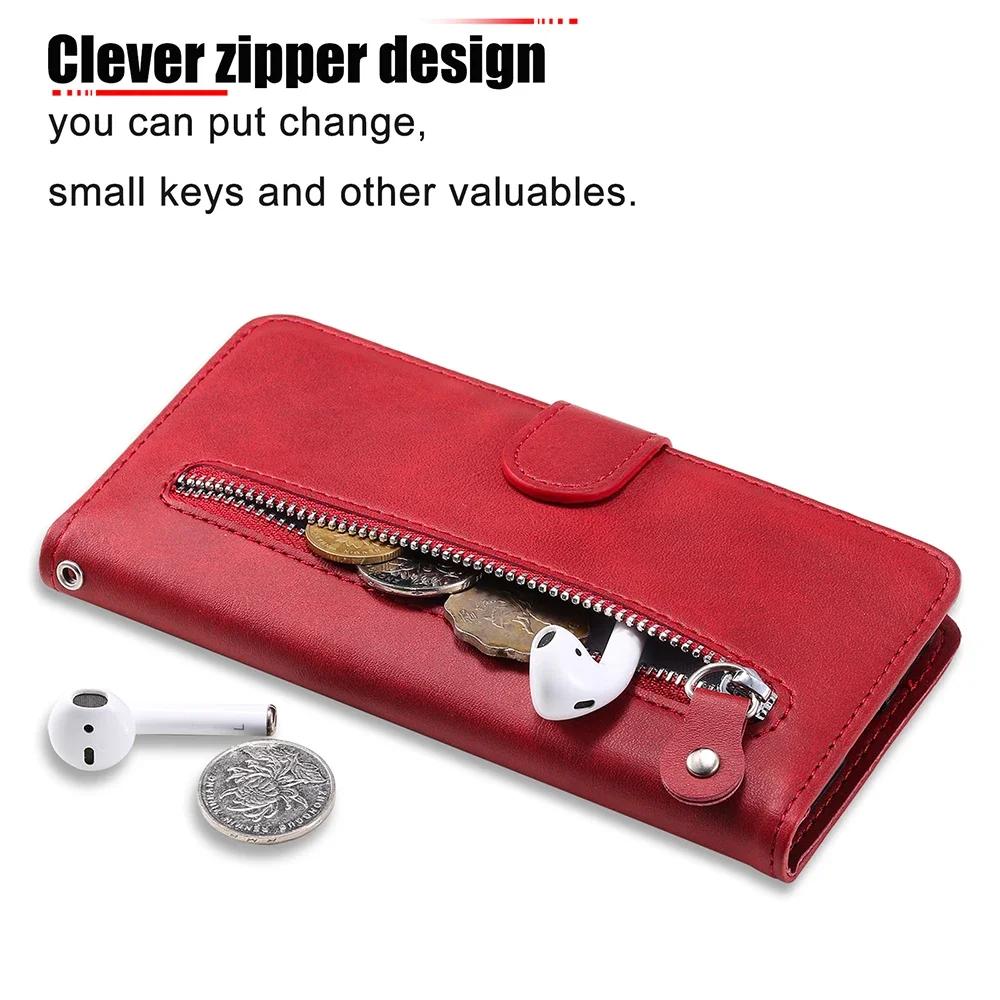 Leather Zipper Flip Wallet Case For Xiaomi 14T 14 13T 12T Redmi 14C 13C 12C Redmi Note 14 13 Pro Plus 12 Turbo 12S Phone Cover
