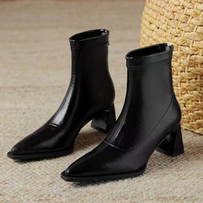 Spitze Zehen Damen Stiefeletten Chelsea Boots Hohe Absätze Designerschuhe Mode Neuer Trend Winter Goth Gladiator Schuhe Damen