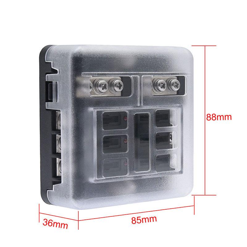 6 Way Fuse Box Holder With Blade Fuse Holder Block & Warning Indicator Car Boat Blade Fuse Box 12V 24V