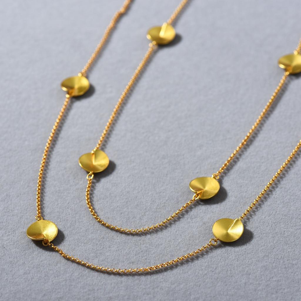 Temperament Fashionable High-End Metal Multi-Disc Long Chain Stackable Long Chain Niche Light Luxury Trend Necklace