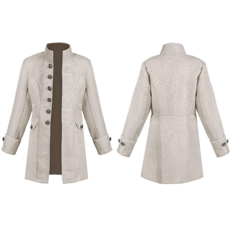 2026 new men's and children's dress coat solid color fashion steampunk retro uniform stand-up collar