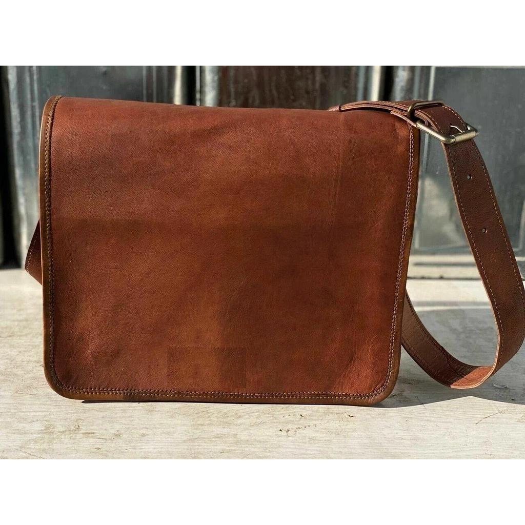 Vintage Laptop Messenger Briefcase Bag Satchel Bag For Men's  Leather