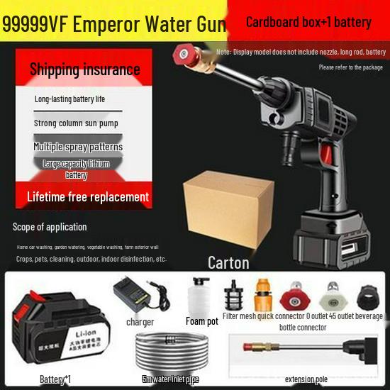 Cordless High-Pressure Electric Car Wash Water Gun with Lithium Battery for Household Use