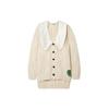 Ganni Ruffled Silk Trim Floral Embellished Cardigan Women tops Beige K1577-196