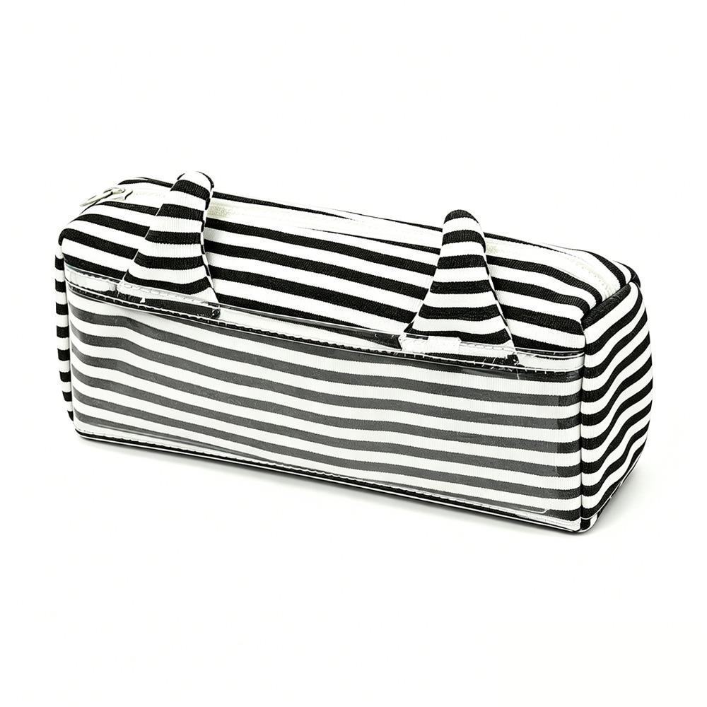 

Black White Stripe Pencil Case Devil Horn Stationery Organizer Korean Pencil Pouch School Supplies черный белый