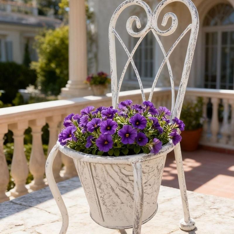 Planter Decoration Iron Plant Basket Shabby Metal Flower Holder Pot Stand for Indoor Outdoor Home Farmhouse