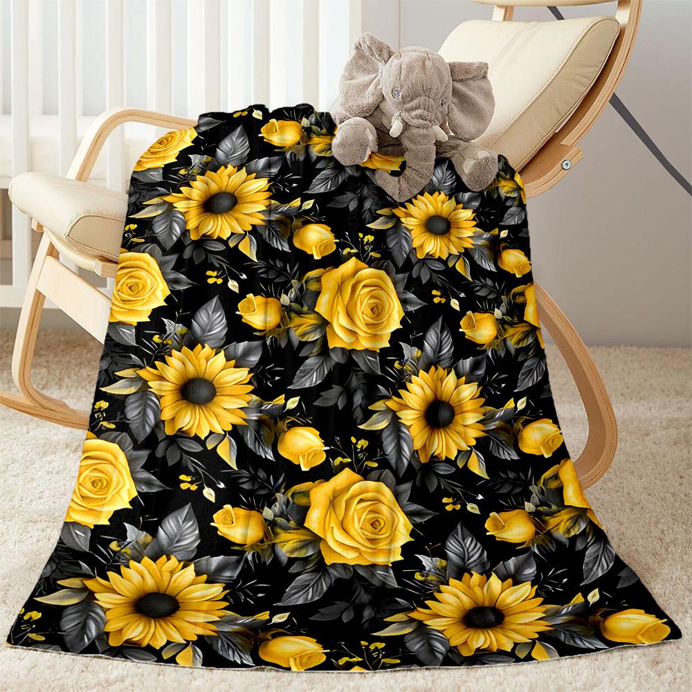 1pc Sunflower Field Bloom blanket Soft and Warm for Sofa Office Camping Travel Livingroom Great Gift for Friends and Family Comfortable All Seasons