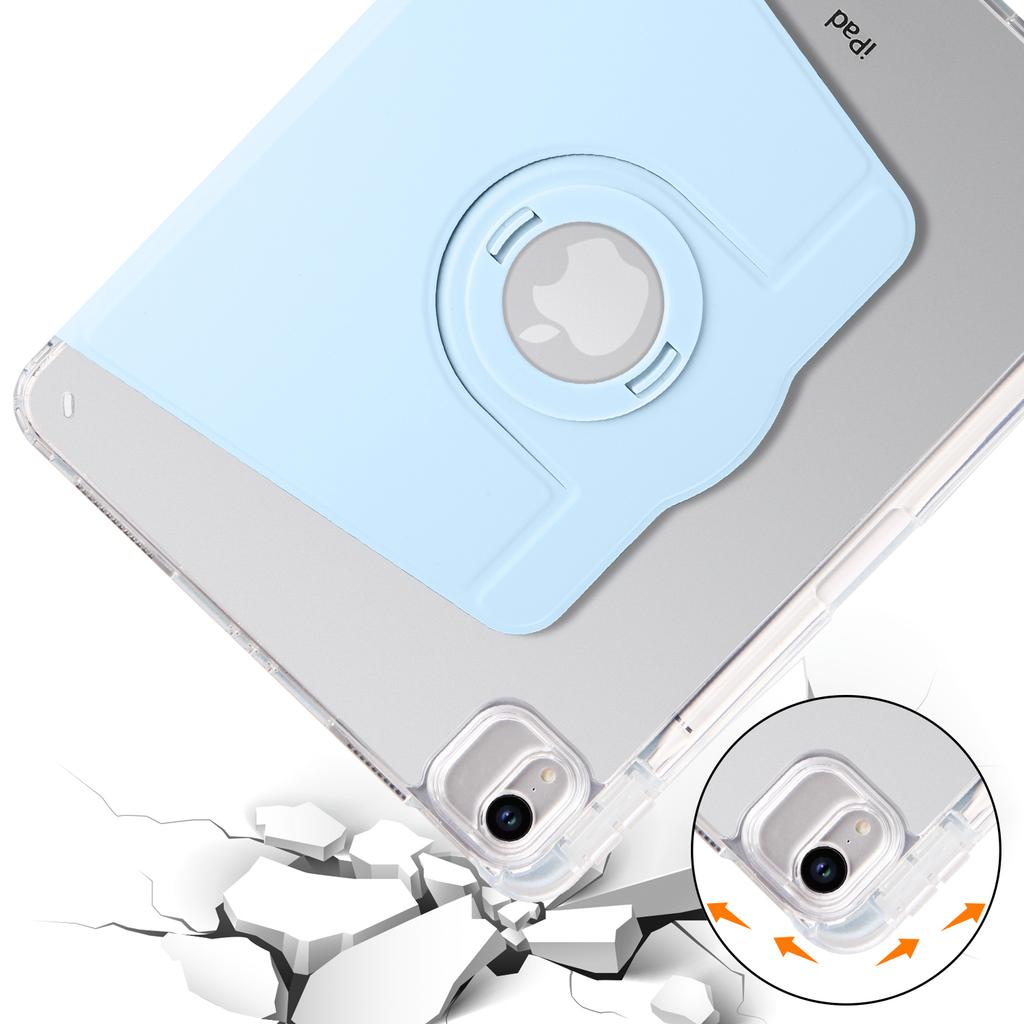 For iPad Air 11 (2025)/(2024) Case Rotating Stand Leather+Clear TPU Detachable Tablet Cover