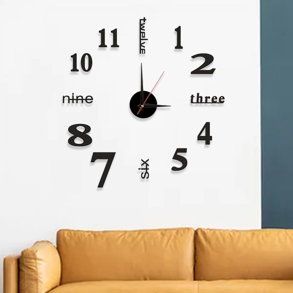 Silent Digital Wall Clock DIY Hanging Watch Simple Mute Clock Bedroom