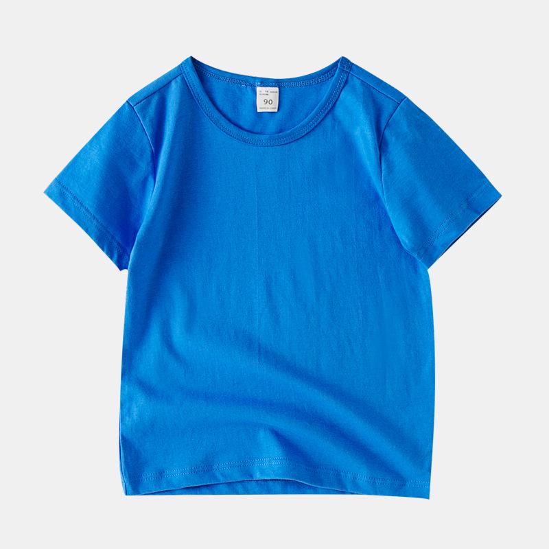 Dětské bavlněné tričko s krátkým rukávem v jednobarevné barvě - Léto pro chlapce, Velikosti od 3T a výše