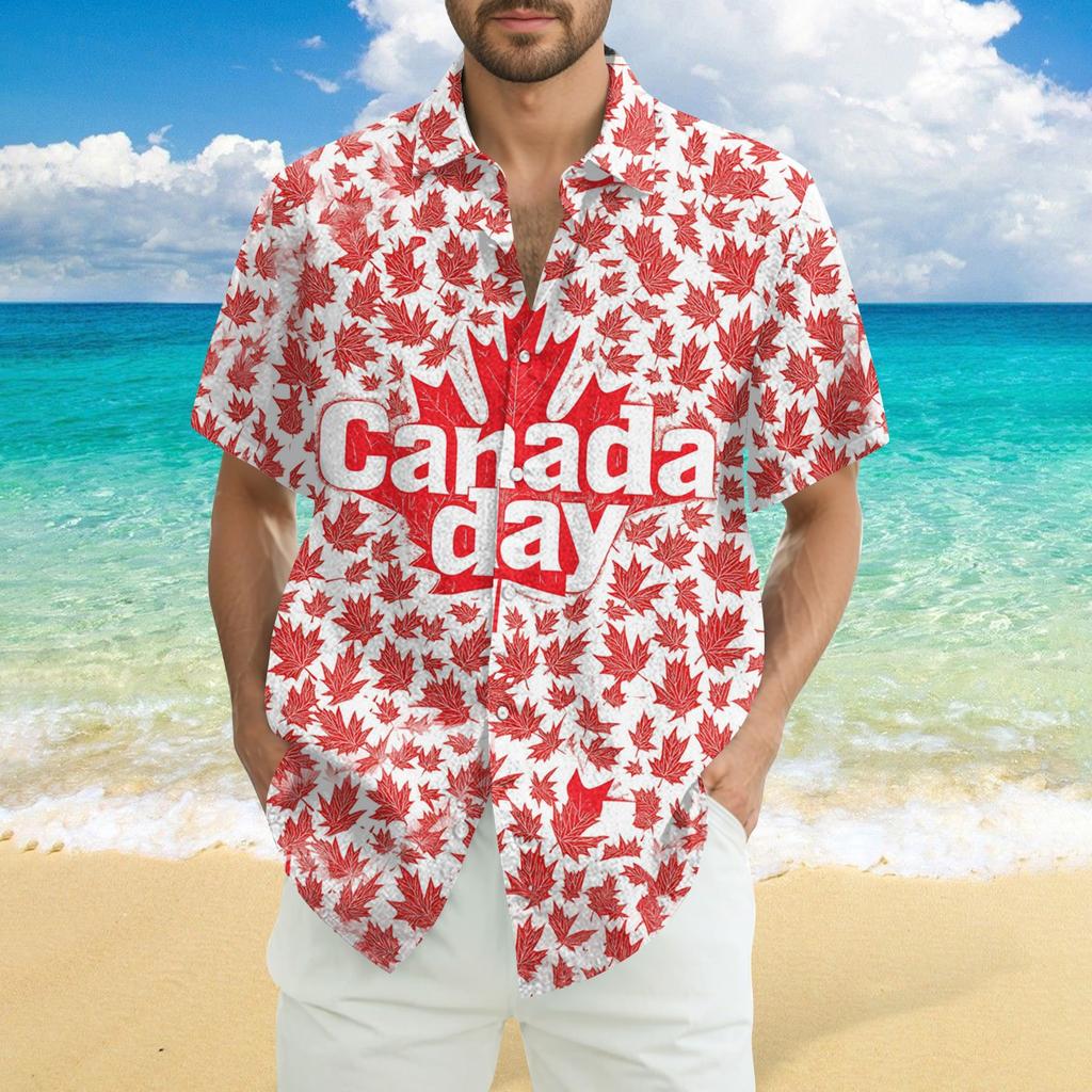 Men's Casual Casual Independence Day Print Short-sleeved Shirt