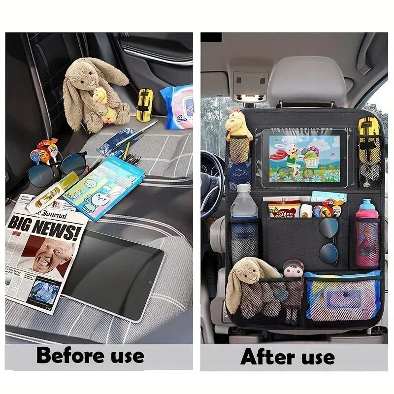 1pc-Car Seat Organizer Multifunctional Oxford Fabric Car Back Multi Pocket Storage Bag with Tablet Holder Protector for Kids