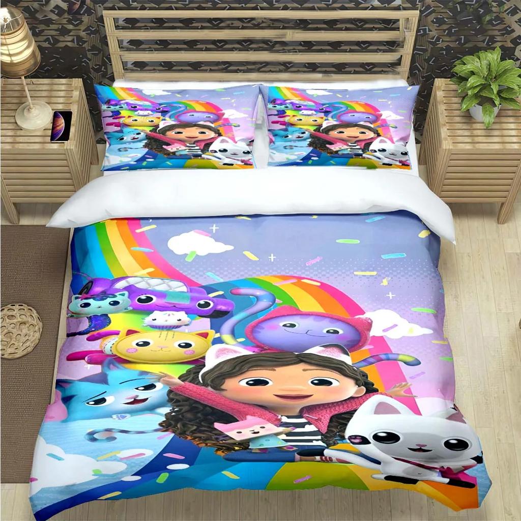 Moda Cartone Animato Carino G-Gabby Case delle Bambole Stampa Set Biancheria da Letto Copripiumino Piumone Letto Giovani Bambini Ragazza Ragazzi Regalo Lusso