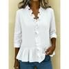 2026 Summer New Women's Solid Color Ruffle T-Shirt, Casual Three-Quarter Sleeve Blouse for Women
