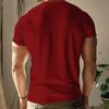 Men Summer T-shirt Short Sleeves Slim Fit Thin Solid Color Stretchy Buttoned V Neck Pullover Thread Sport Fitness Top