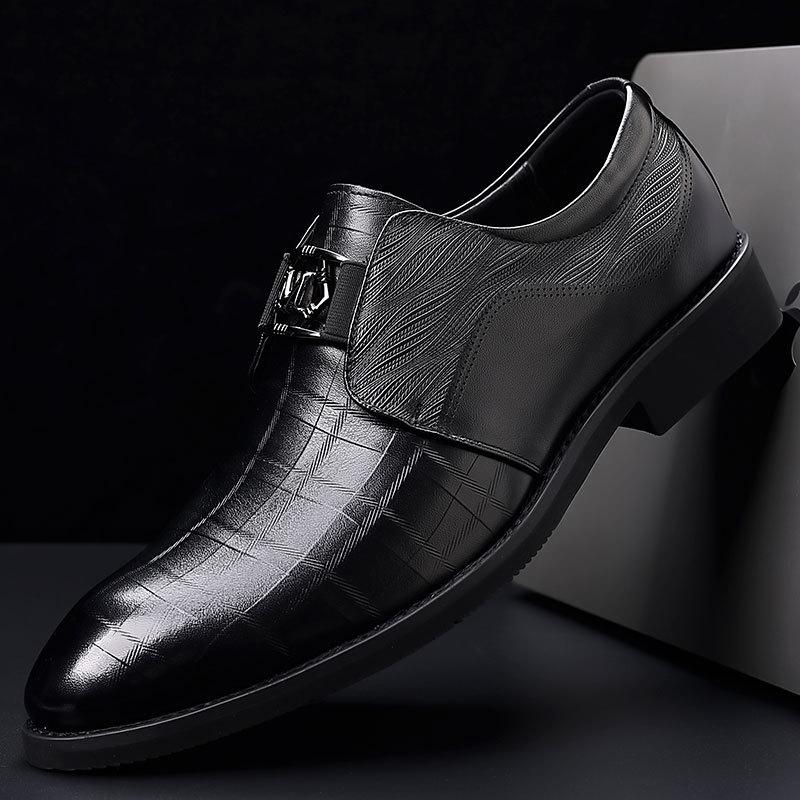 Leather shoes men's business leather 2025 new British men's embossed casual foot cover single shoes versatile groom formal men