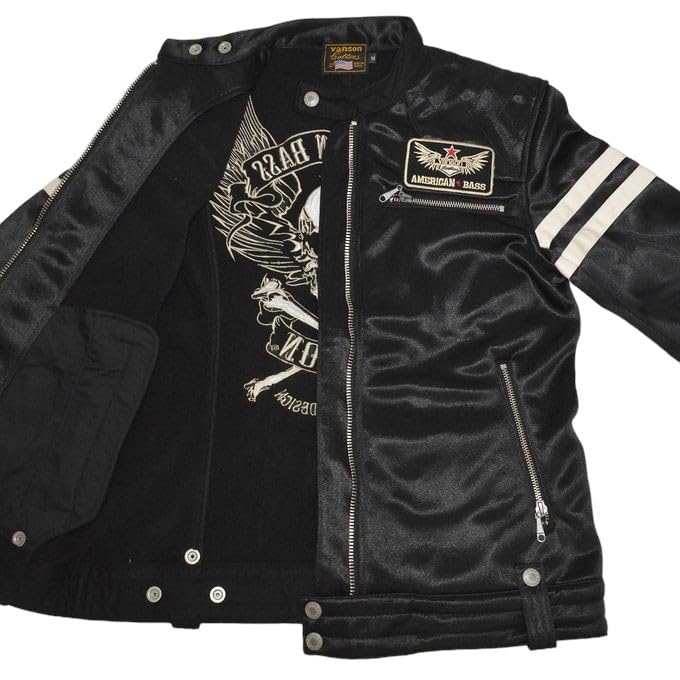Bonding Single Riders Jacket Flying Skull Fully Embroidered on the Back Black Color Size XL [Banson] ABV-2201 ABV-307