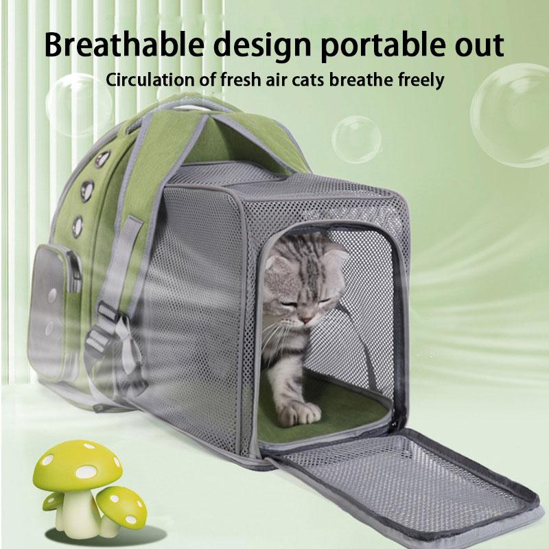 Spacious Expandable Pet Backpack Carrier with Dual Shoulder Straps Top Handle All-Season Design for Comfortable Travel