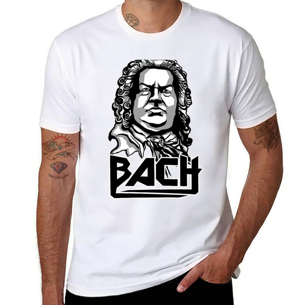 Metal Bach Gris Blanc T-shirt Unisexe T-shirt Graphique T-shirt Unisexe T-shirt de Luxe