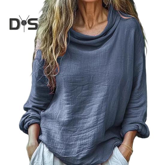 

Женская рубашка с воротником-стойкой, длинный рукав, однотонный пуловер, свободный крой, тонкая футболка, дышащие легкие топы 2XL