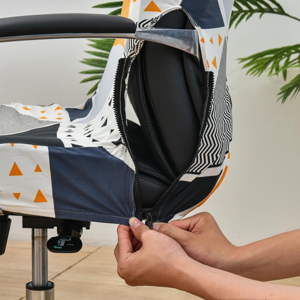 Potah kancelářské židle s odolným zipem, potištěný omyvatelný roztažitelný potah na psací stůl, potah na počítačovou židli s vysokým opěradlem, potah na sedák kancelářské židle